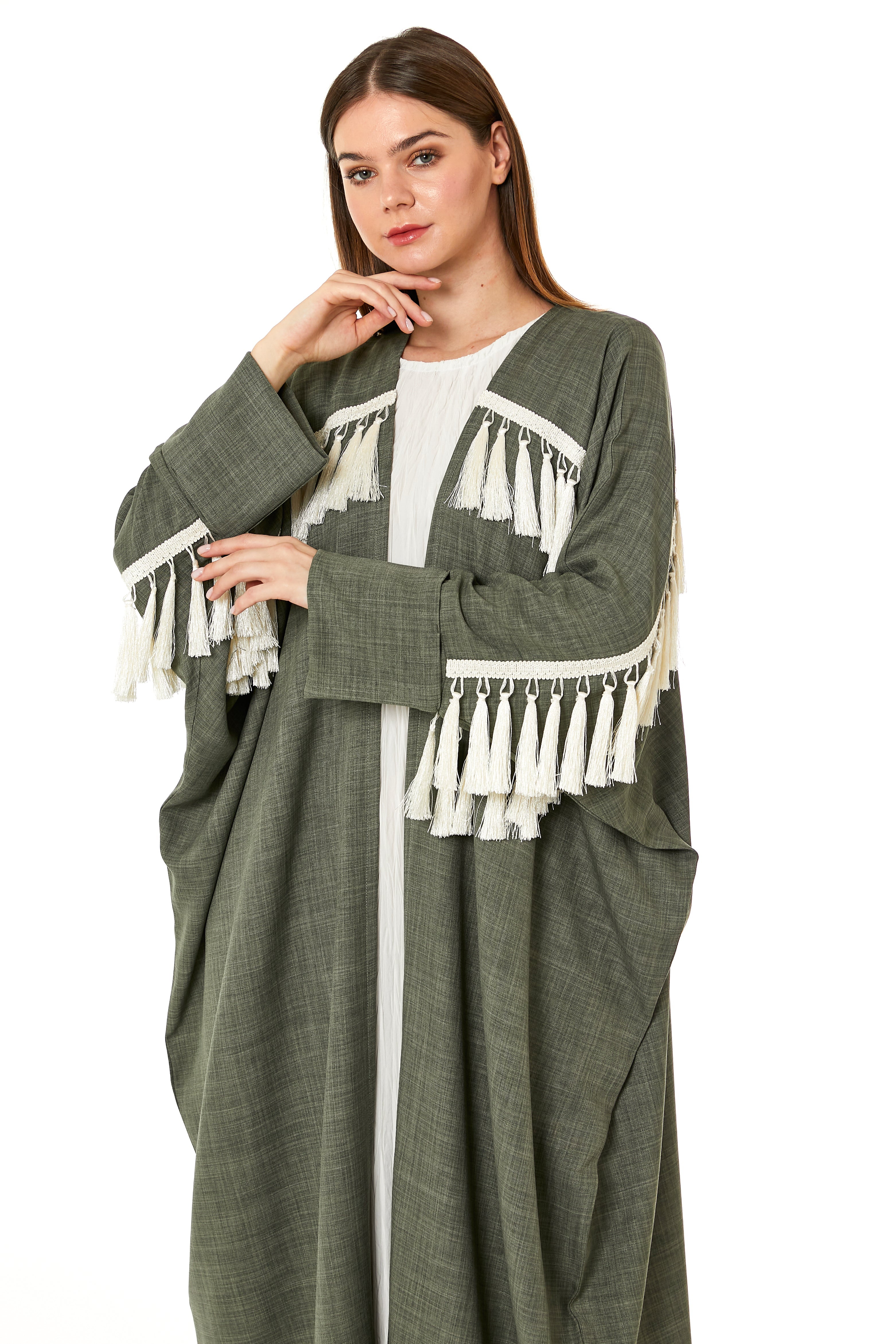 MOiSTREET Green CEY Melange Abaya