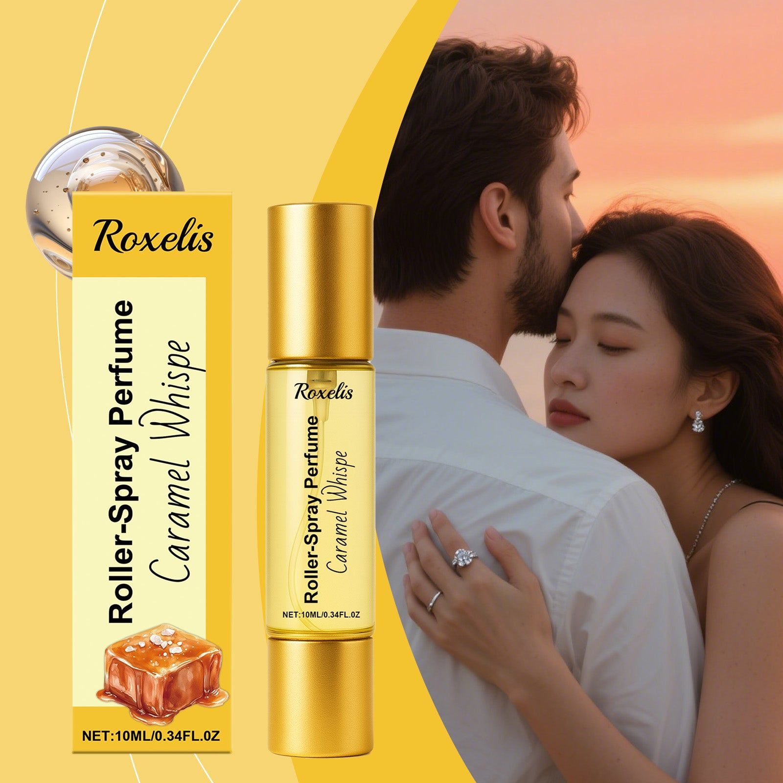 Caramel Roll-On Fragrance Spray, Natural Long-Lasting Scent, Portable Eau De Toilette ,10ml