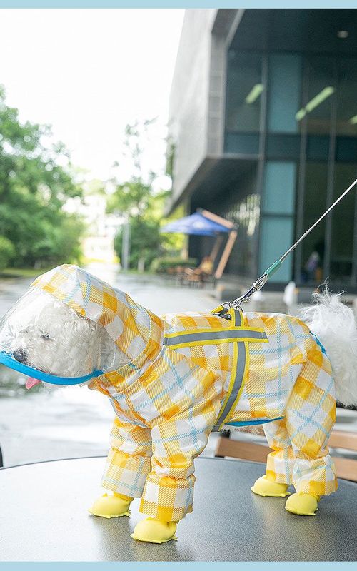 Dog Rain Coat Pet Rain Poncho With Reflective Tape Waterproof Jumpsuit Breathable Hoody