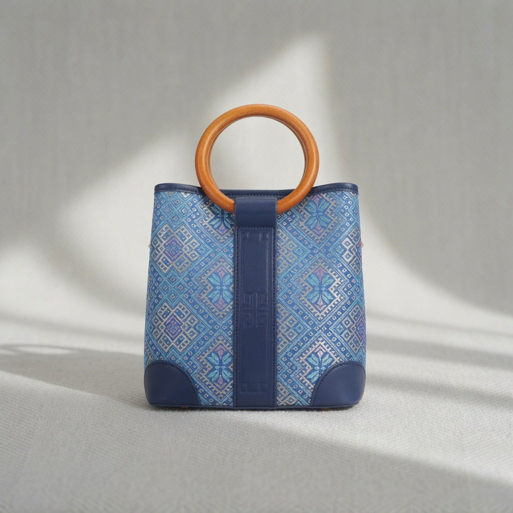 Jamila Designer Golden Harmony Tote, Blue
