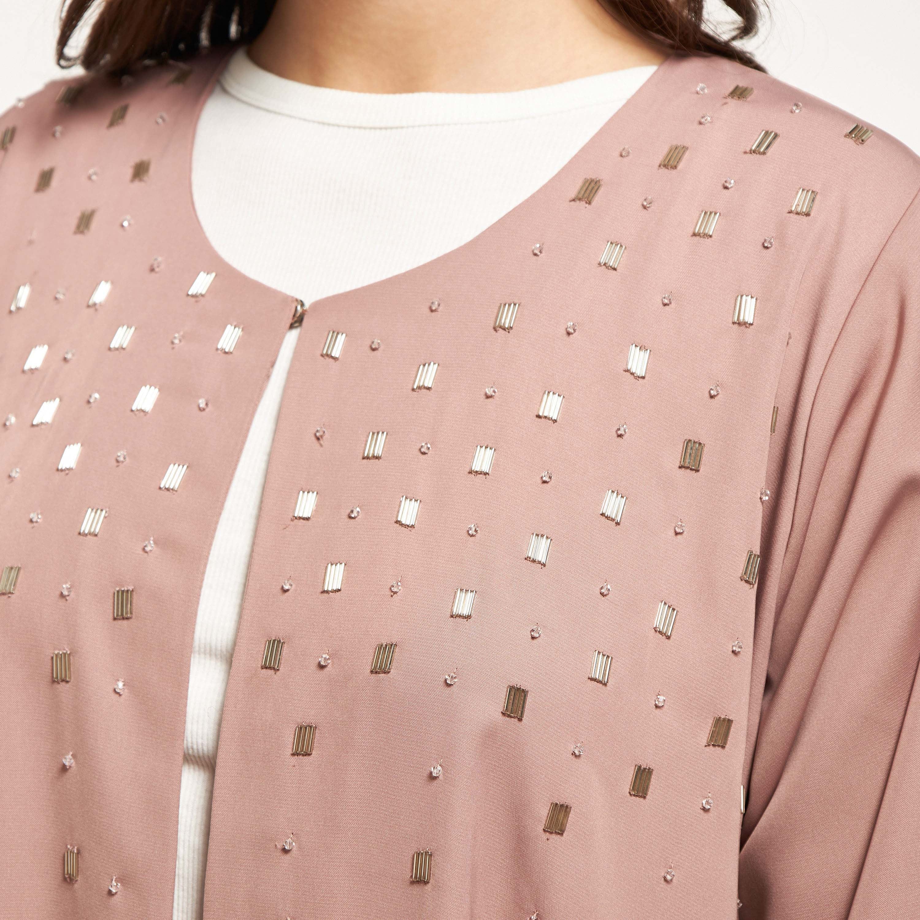 MOiSTREET Embellished Abaya with Sheila