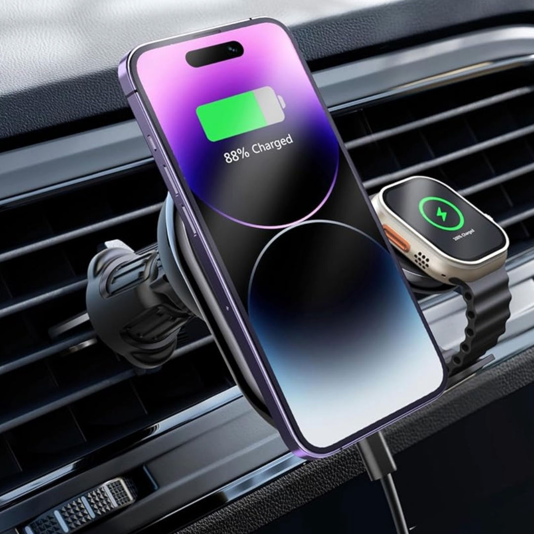 Levelo Siena 2 In 1 Wireless Car Charger, Black