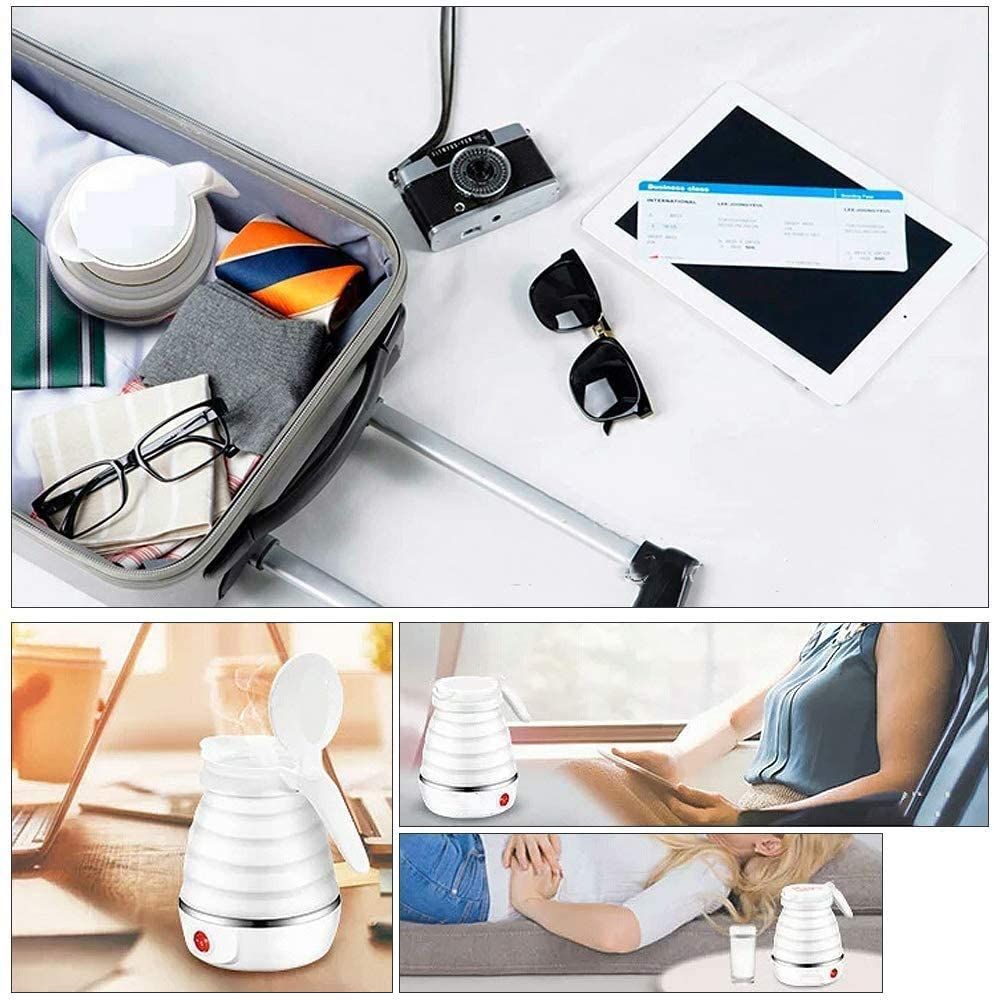 Folding Travel Kettle 600ml Electric Silicone Water Bottle Portable Heating Fast Kettle