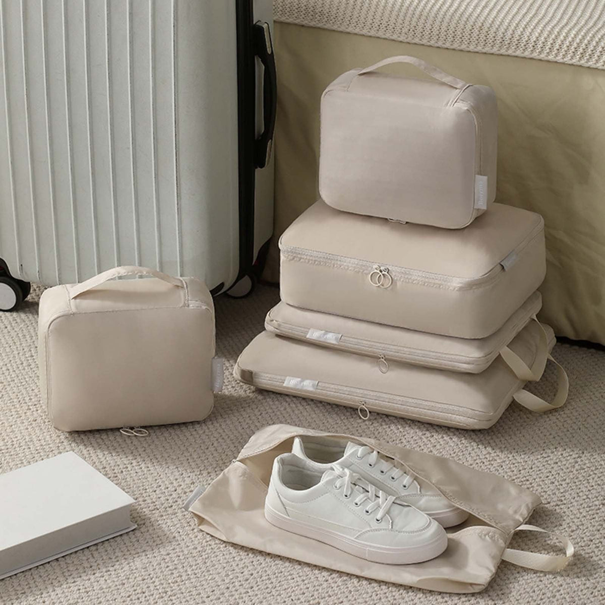 6pcs Compressed Travel Packing Cubes Set Clothing Luggage Storage Bag Suitcase Organizer
