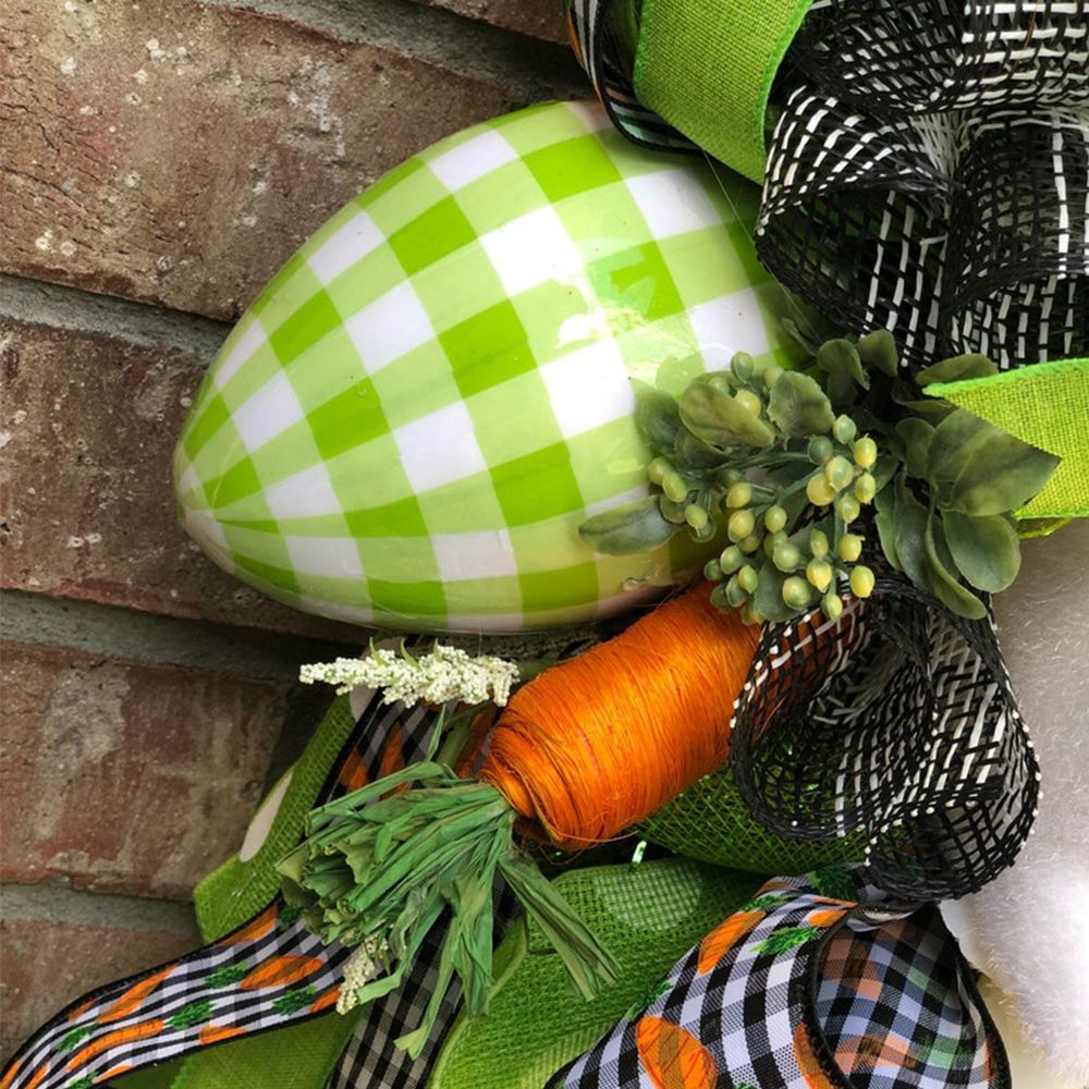 Easter Bunny Wreath Rabbit Carrot Garland Decor Hanging Ornament For Door Wall