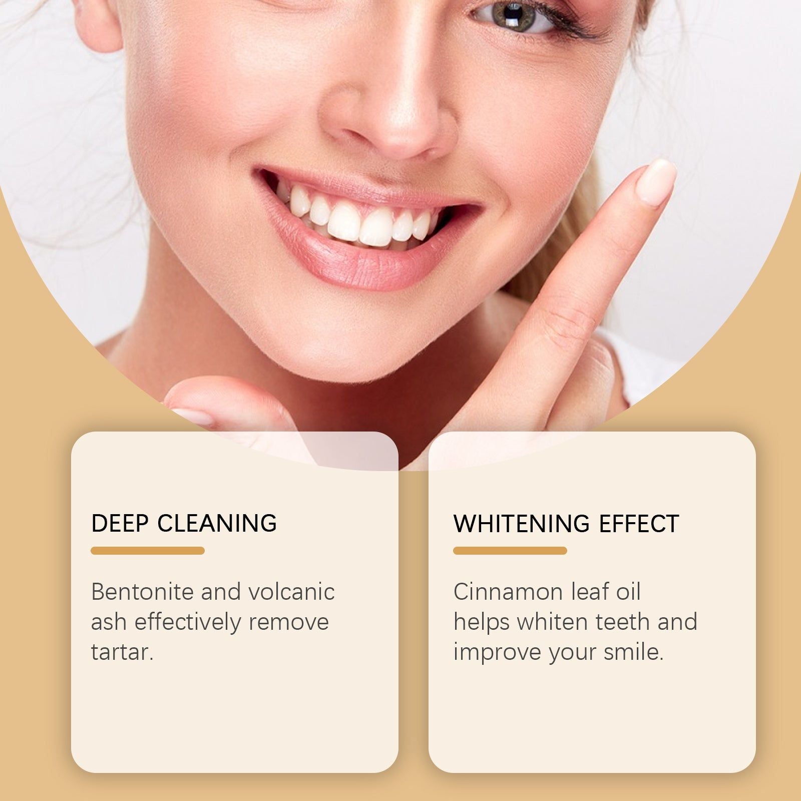 Cinnamon Volcanic Ash Teeth Powder, Natural Teeth Cleaning, Fresh Breath, Whitening Smile ,50g