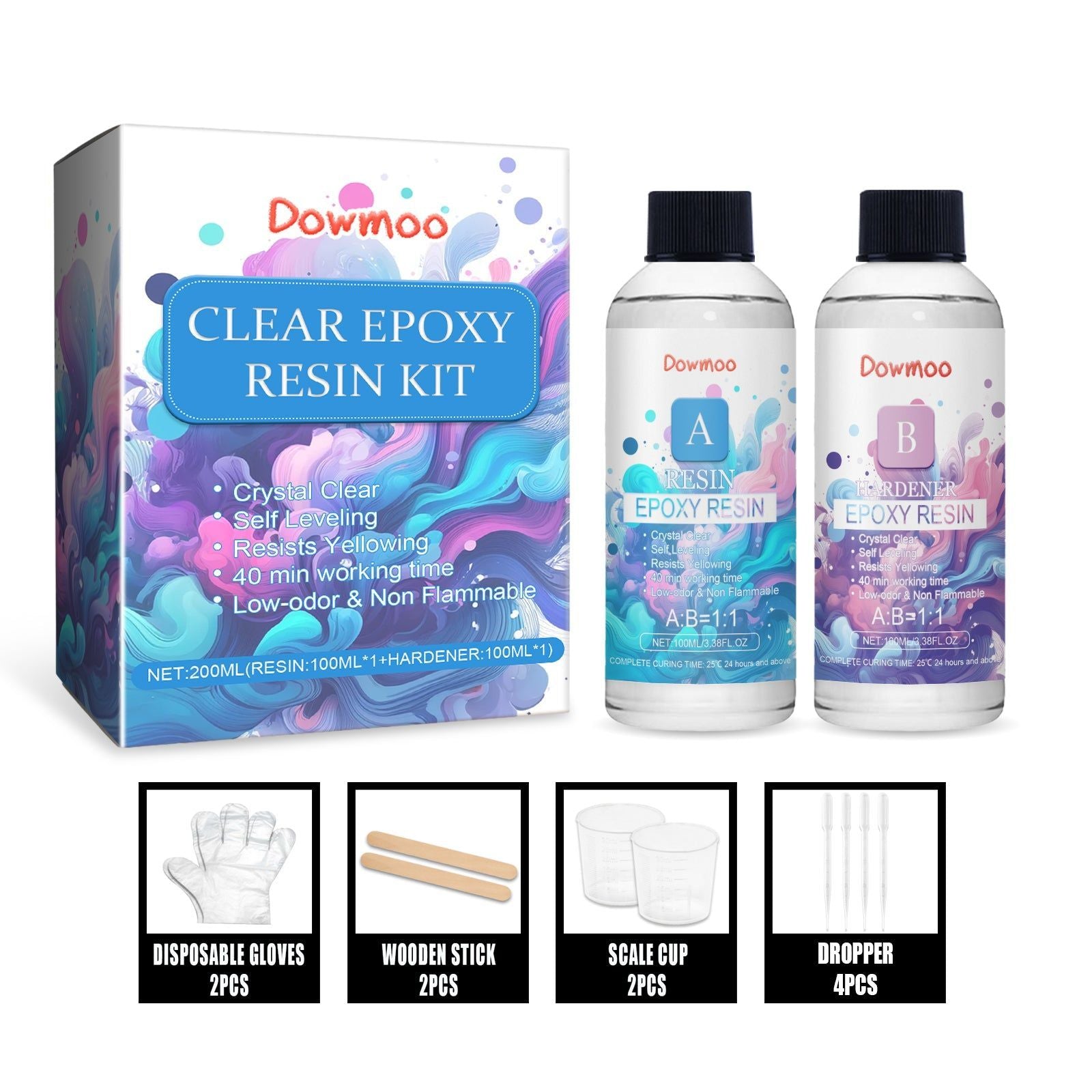 Create Stunning DIY Art with Clear Epoxy Resin Kit, High Transparency, Yellowing Resistance ,1set
