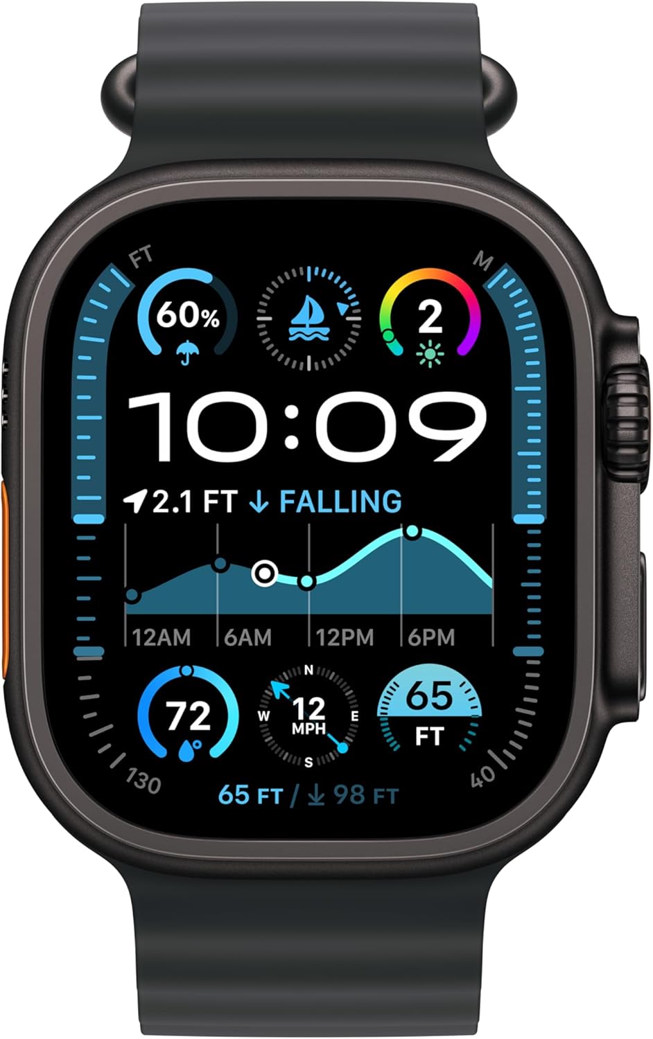 Apple Watch Ultra 2 Black Titanium 49mm with Black Ocean Band, MX4P3