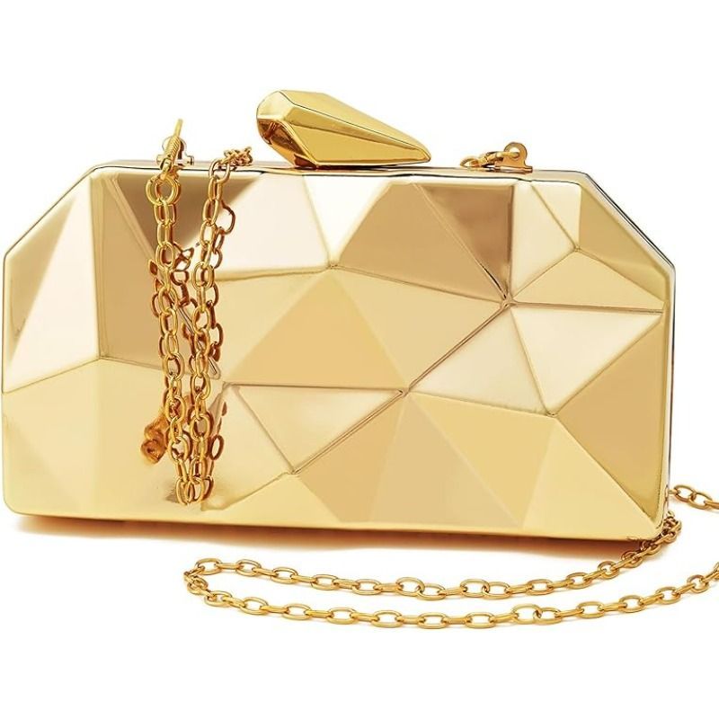 Women Evening Clutch Bag Lattice Pattern Metal Handbag for Wedding Banquet