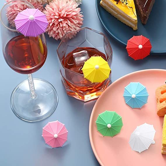 24pcs Umbrella Wine Glass Markers Drinking Cup Identifier Party Supplies