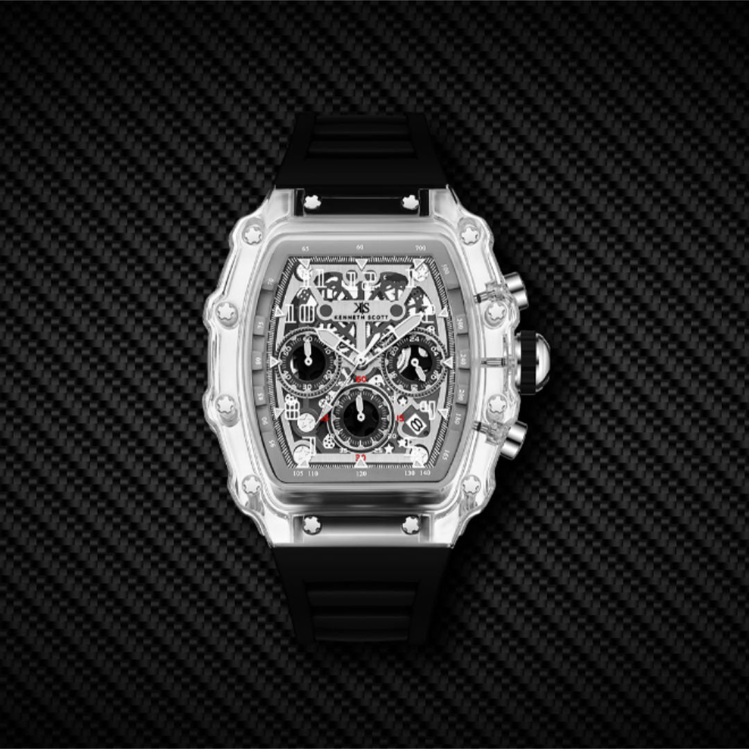 Kenneth Scott Men’s Multi-Function Watch, Clear Dial K25103-ZSBI