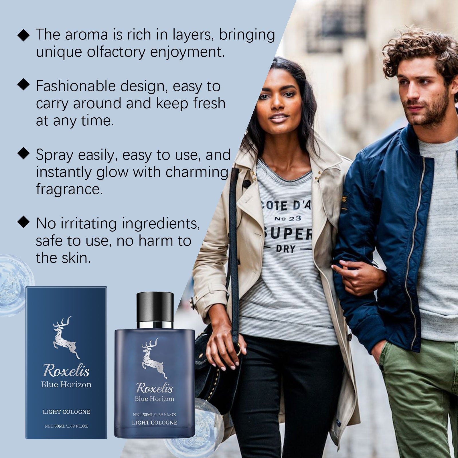 Blue Cologne Natural Retention, Fresh Sea Breeze, Long-Lasting, Niche Strong Fragrance ,50ml