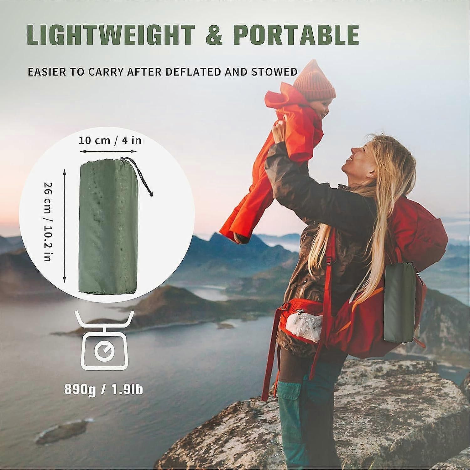 Inflatable Camping Sleeping Pad with Built In Pump Pillow