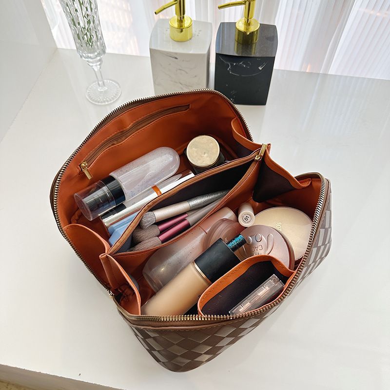 Quilted PU Travel Makeup Bag