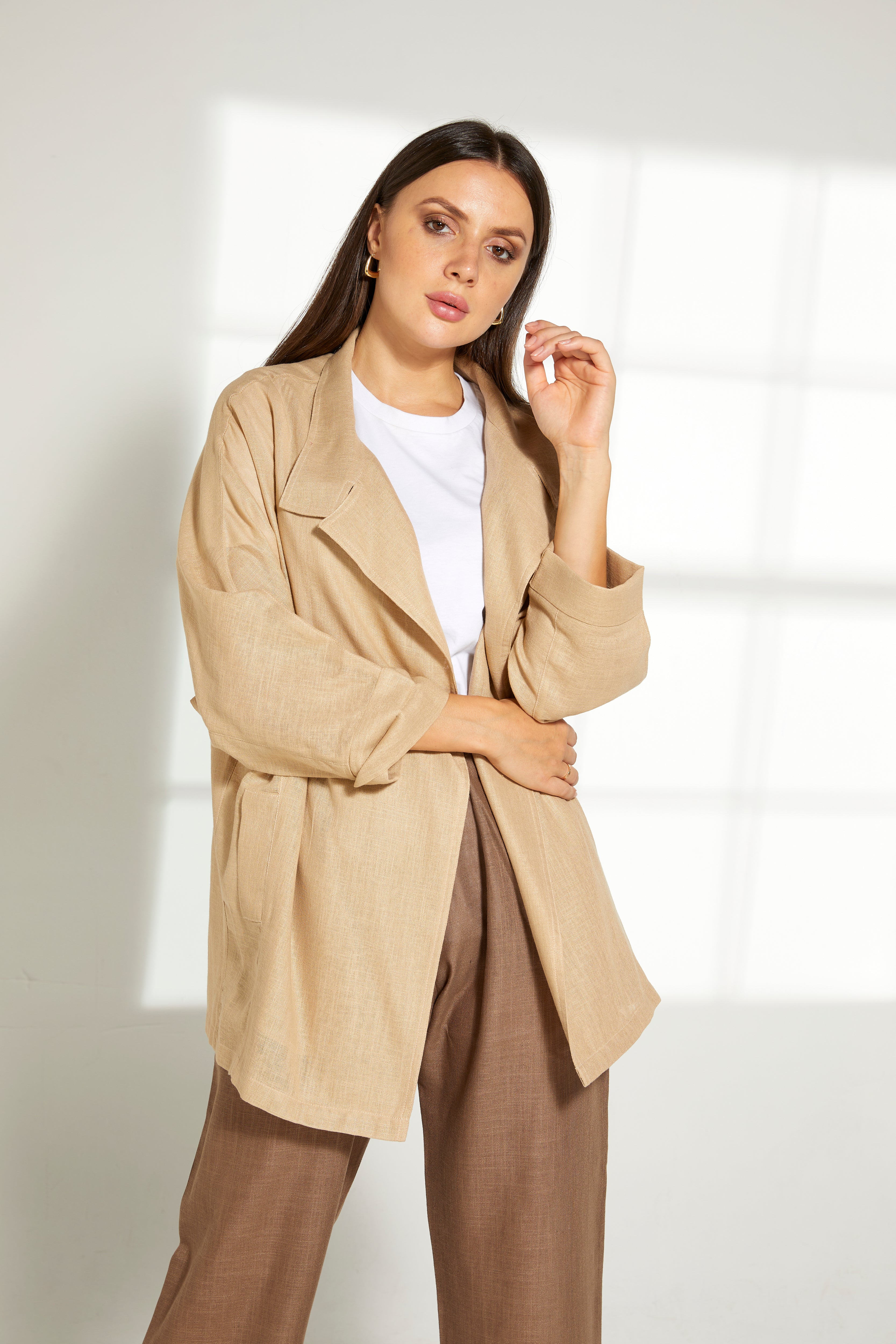 MOiSTREET Multicolor Linen Fabric Top and Pants Set