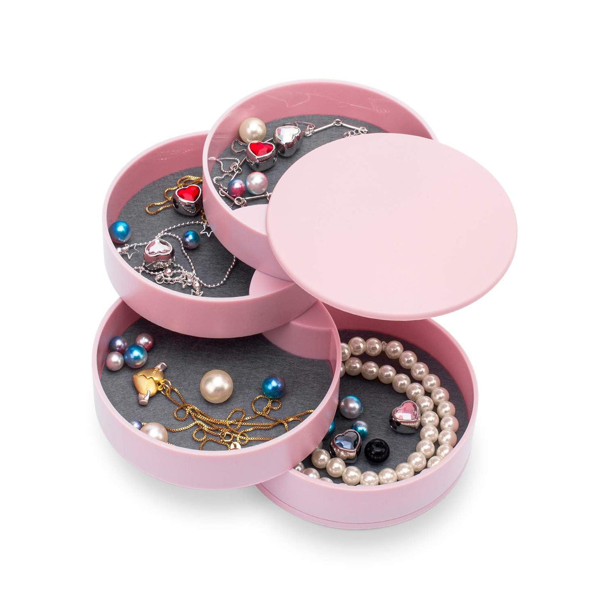 4 Layer Jewelry Organizer Box Jewelry Storage Case Earring Necklace Rings Holder