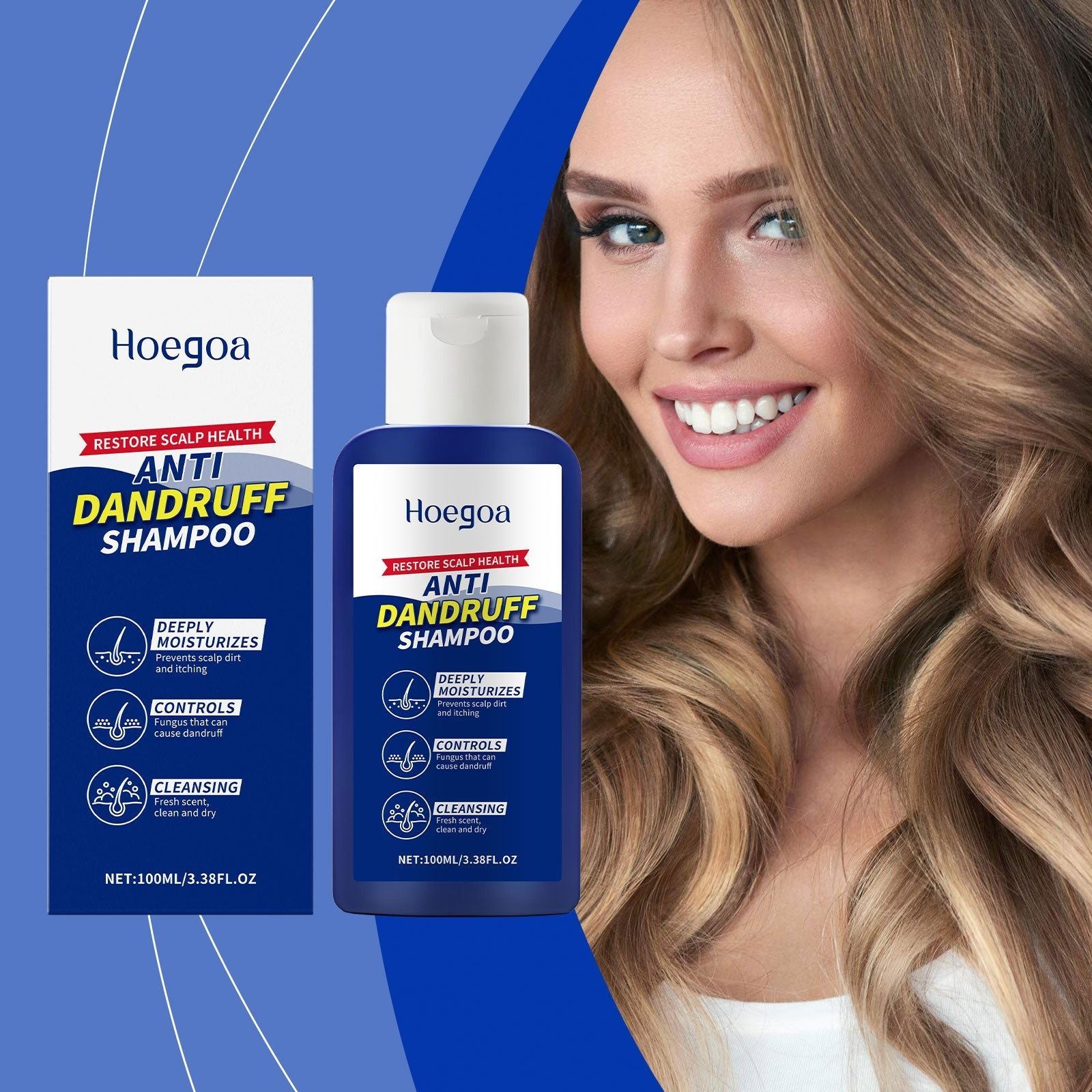 Anti-Dandruff Hair Cleaning Shampoo, Deep Moisturizing, Oil Control, Scalp Soothing, Dry Hair Care ,100ml