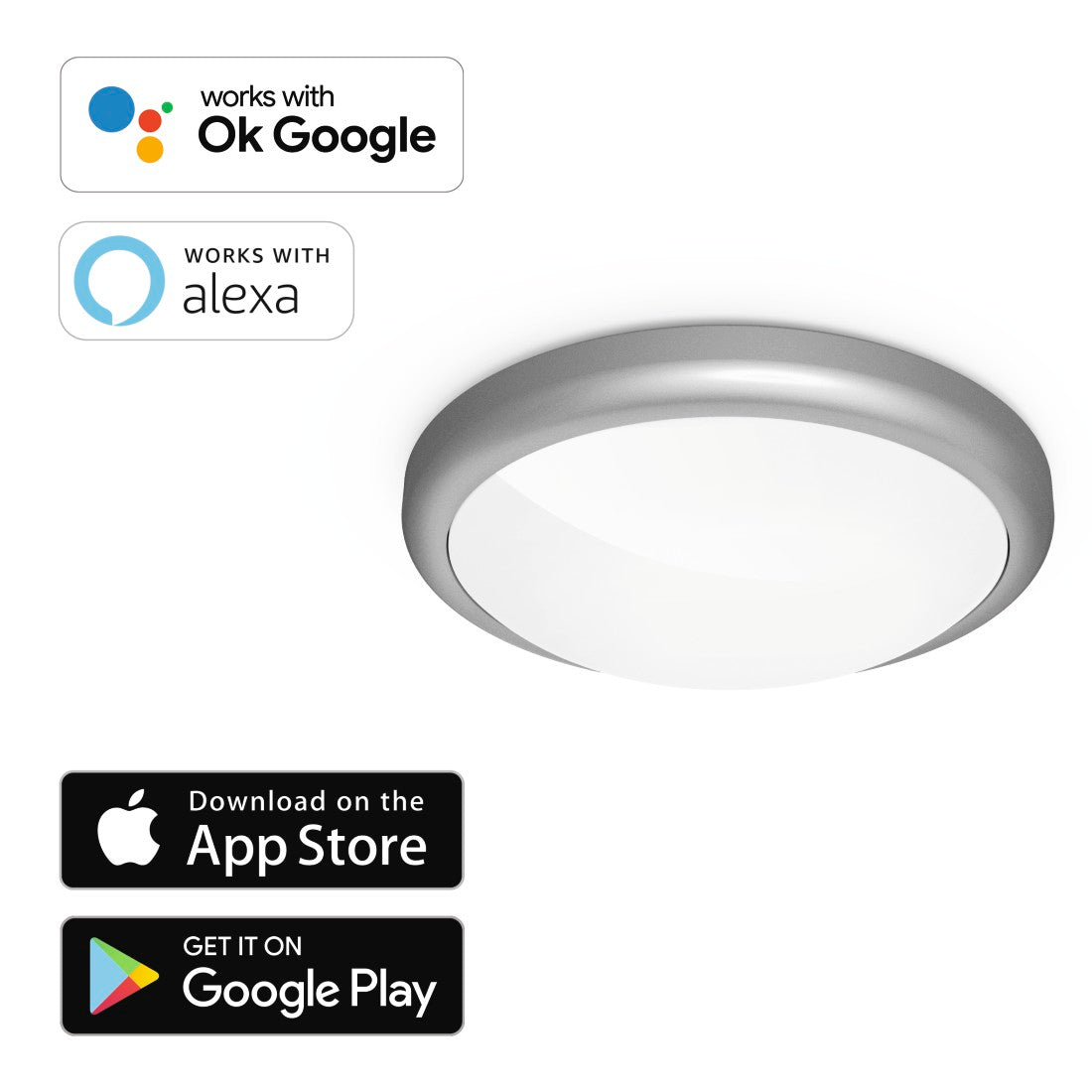 Hama 176560 "Design" Smart Home Ceiling Light, without Hub, Voice / App Control, metal