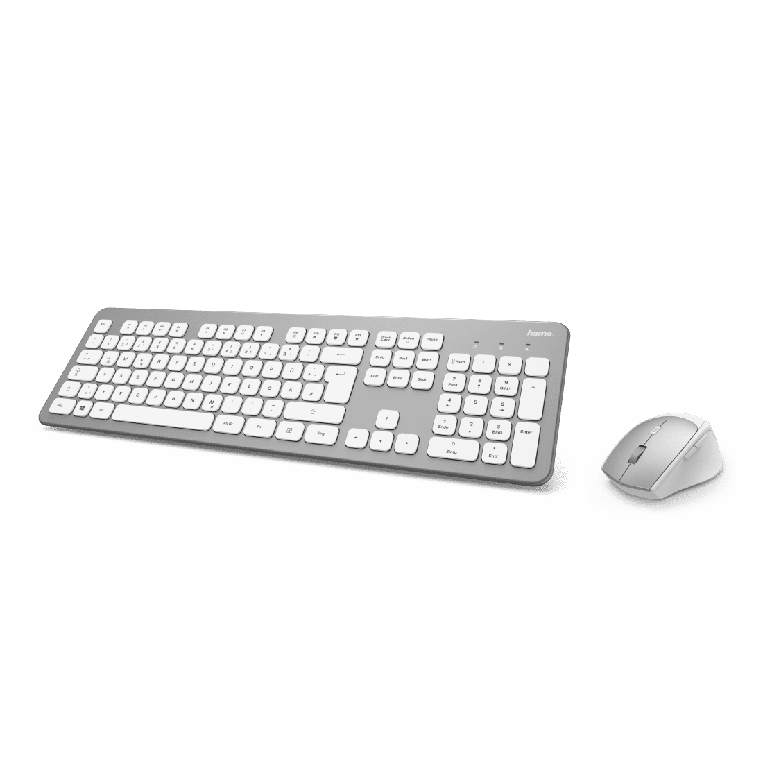 Hama D3182676 "KMW-700" Wireless Keyboard / Mouse Set, silver / white