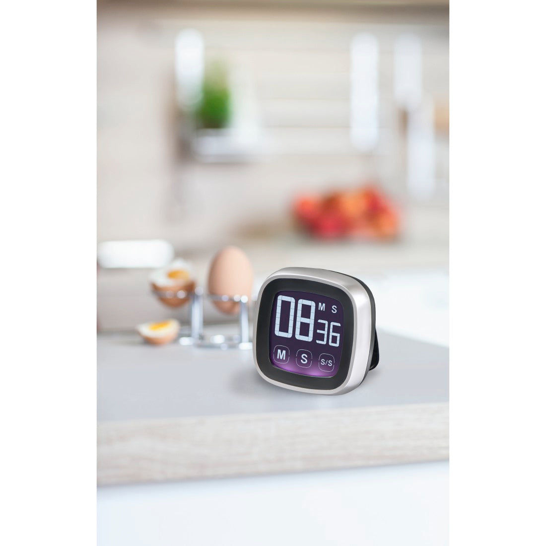 XAVAX 95321 "Touch" Kitchen Timer, Digital, silver/black