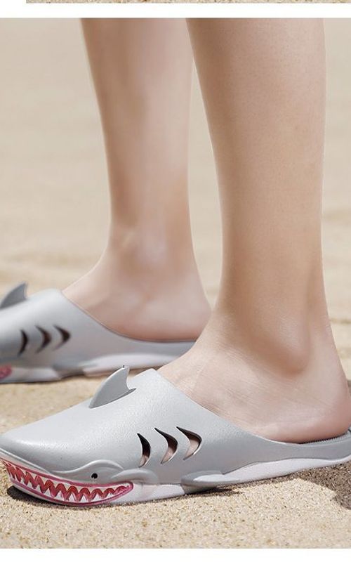 Shark Slippers Fish Shaped Shoes Outdoor Beach Cartoon Sandals Home Funny Slipper
