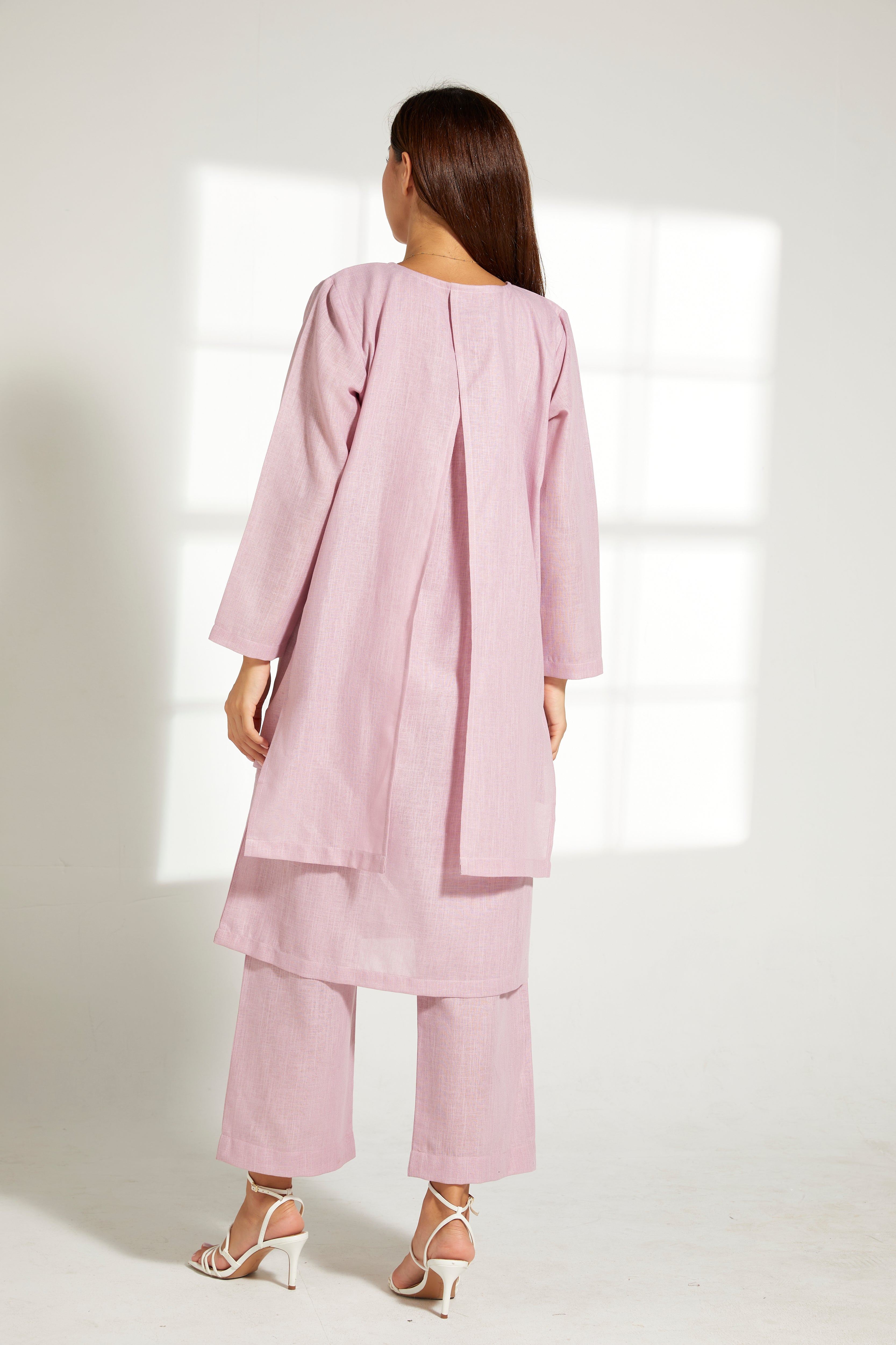 MOiSTREET Pink Linen Fabric Top and Pants Set