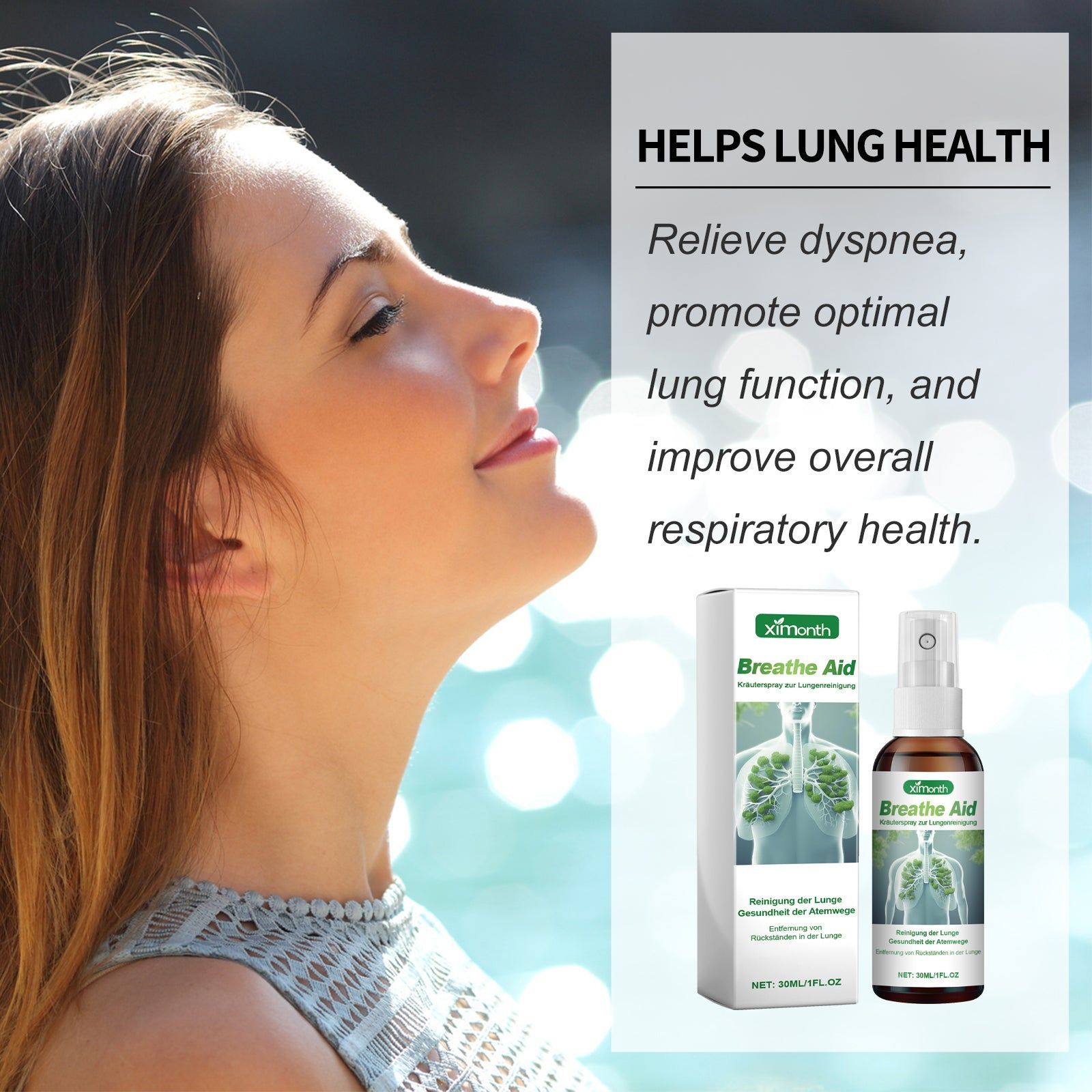 Breathe Aid Herbal Spray, Relieve Respiratory Discomfort, Lung & Throat Relief ,30ml