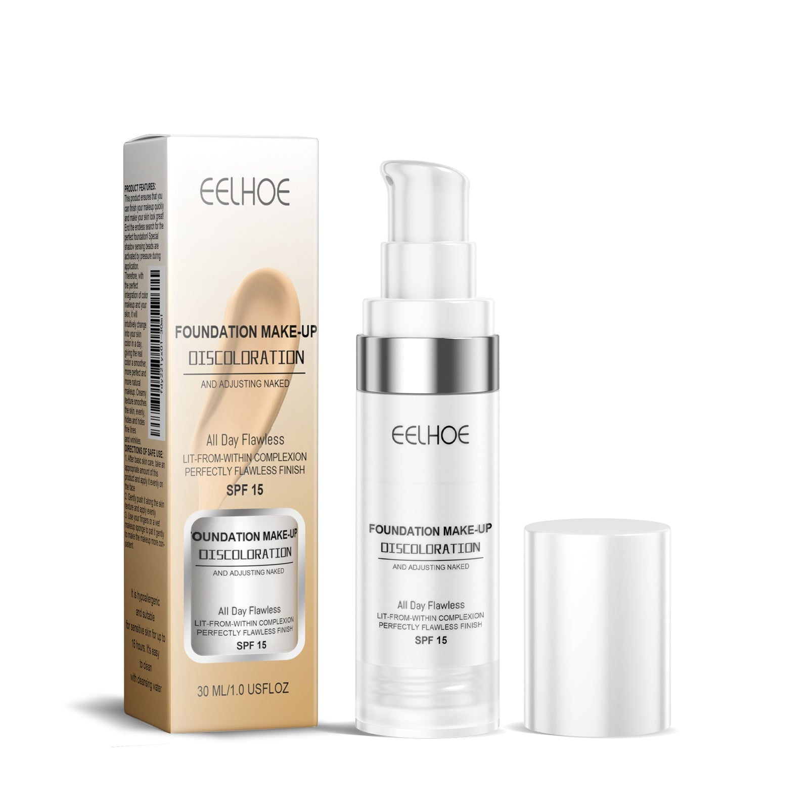 Color Changing Foundation, Long-Lasting Moisturizer, Soft, Brightening, Flawless Skin ,30ml