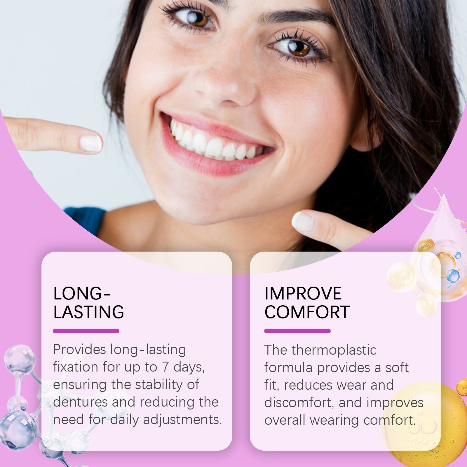 Denture Fixative, Long-Lasting Adhesive for Comfortable Denture Care, Up to 7 Days ,20g