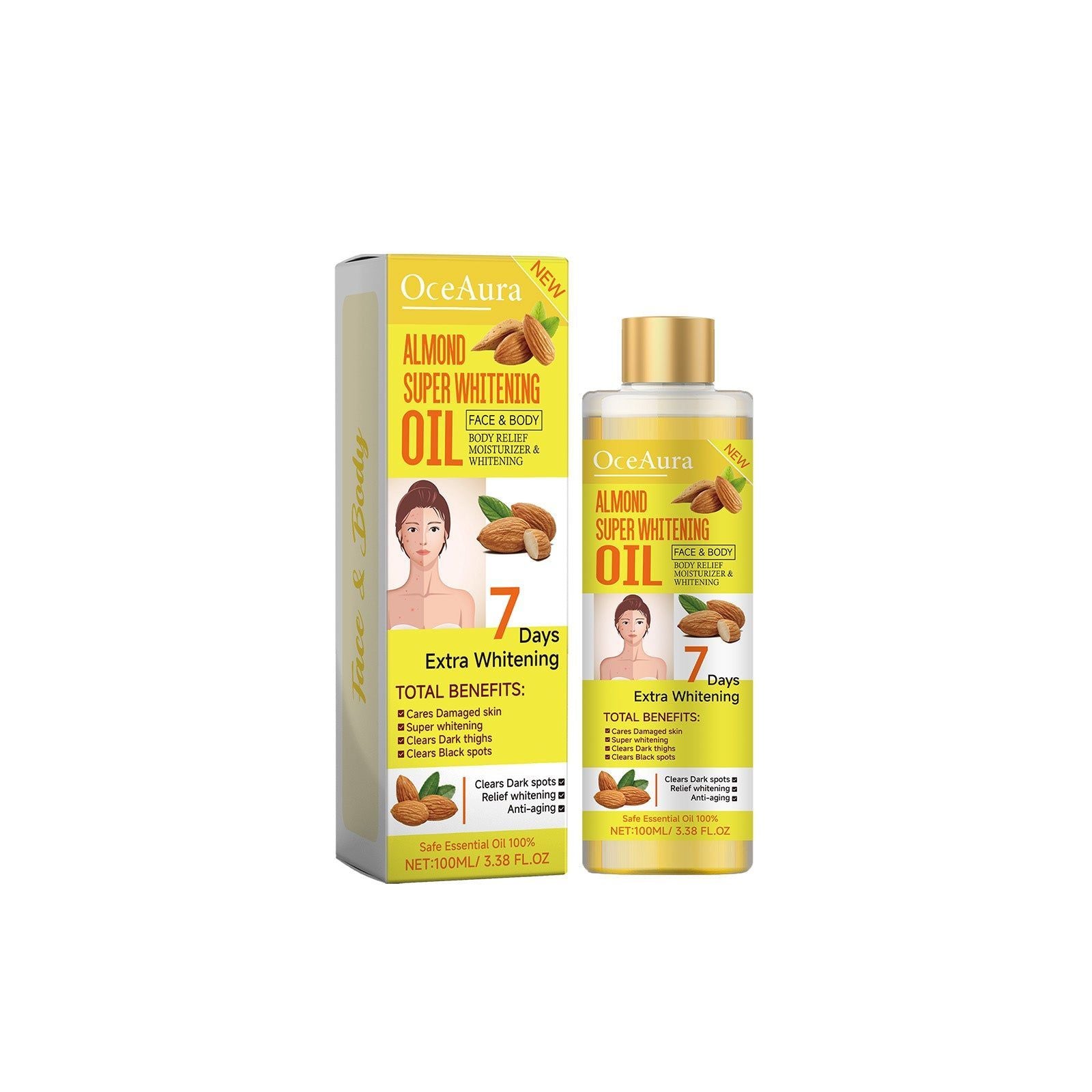 Body Essential Oil, Clear and Bright Skin, Moisturizing, Brightening, Soothing ,100ml
