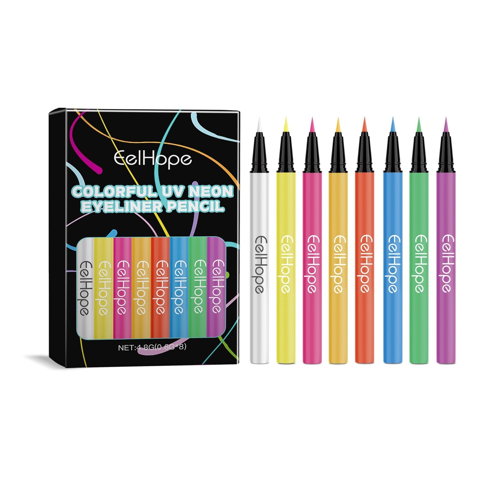 8 Color Neon Liquid Eyeliner, Vibrant Makeup Products for Creative Looks ,4.8g