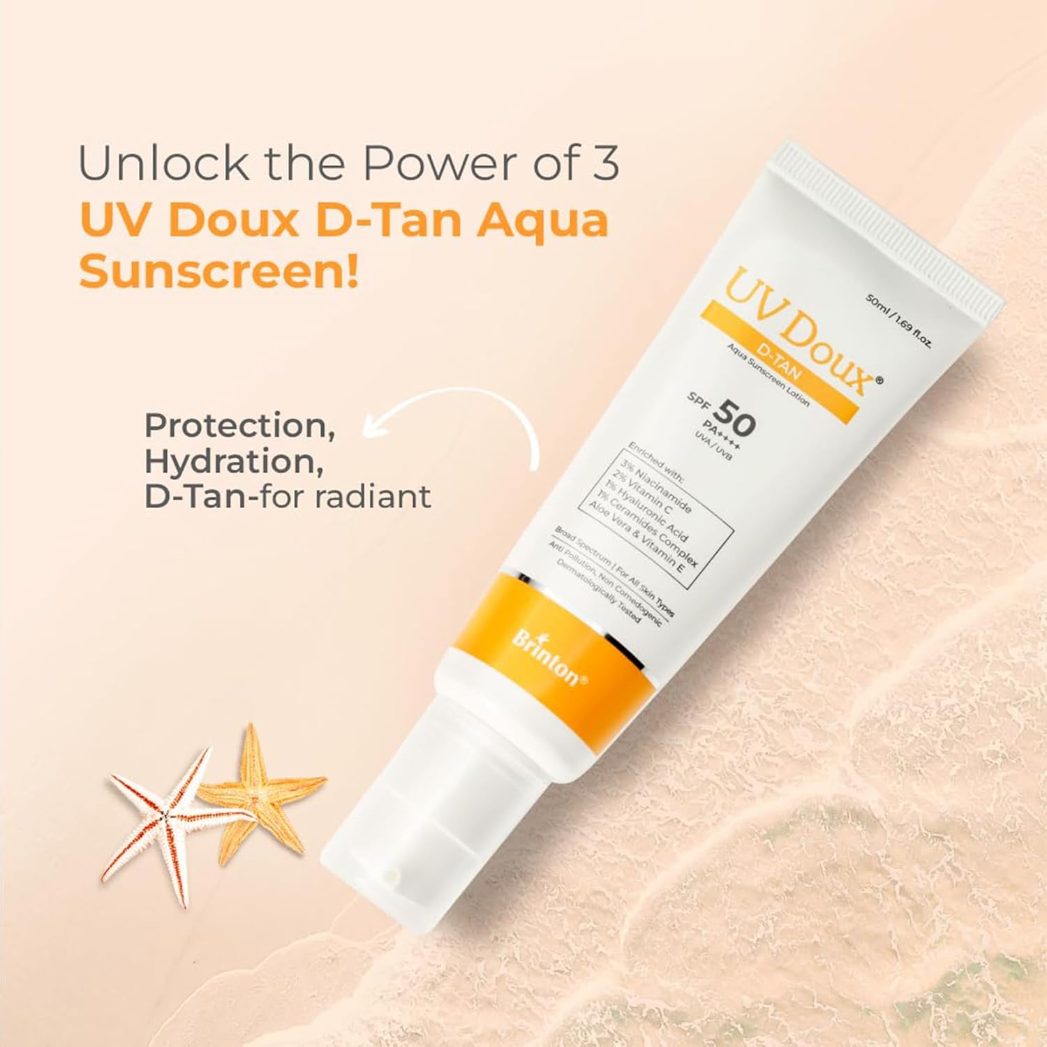 Brinton UV DOUX D-TAN AQUA SUNSCREEN LOTION 50ML