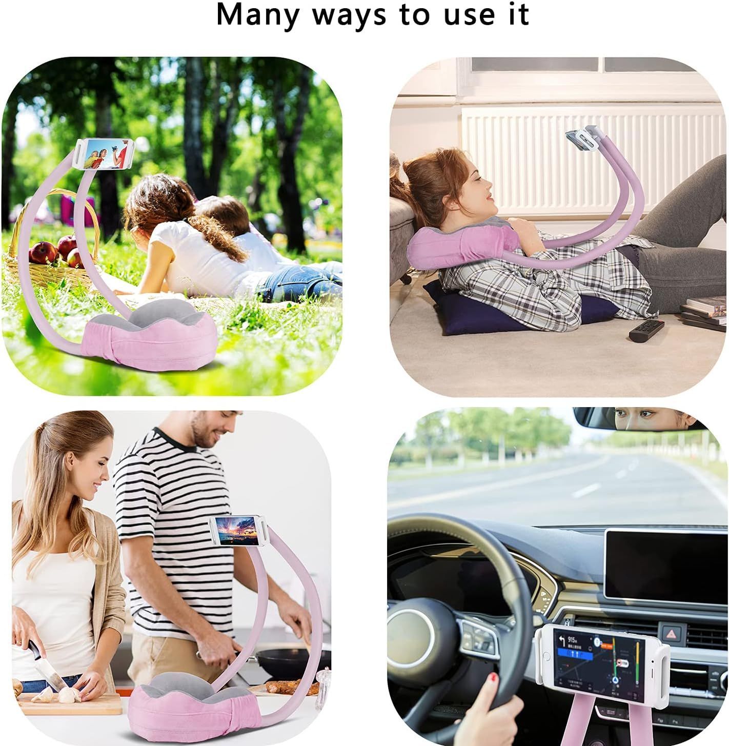 Neck Pillow Phone Holder Rotate Tablet Stand For Airplane Car Home