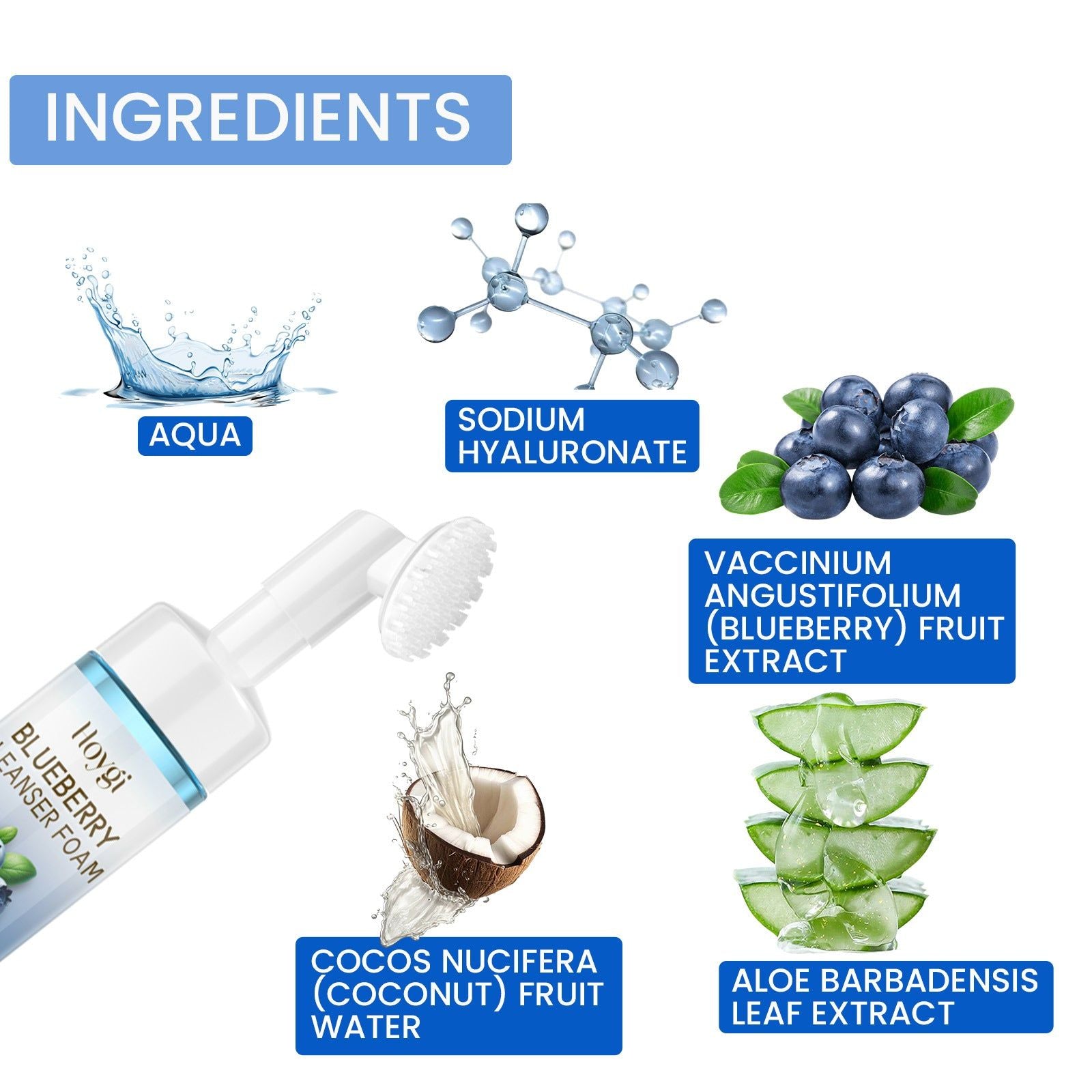 Blueberry Facial Cleansing Foam, Deep Pore Cleanser, Gentle & Refreshing Skin Care ,100ml