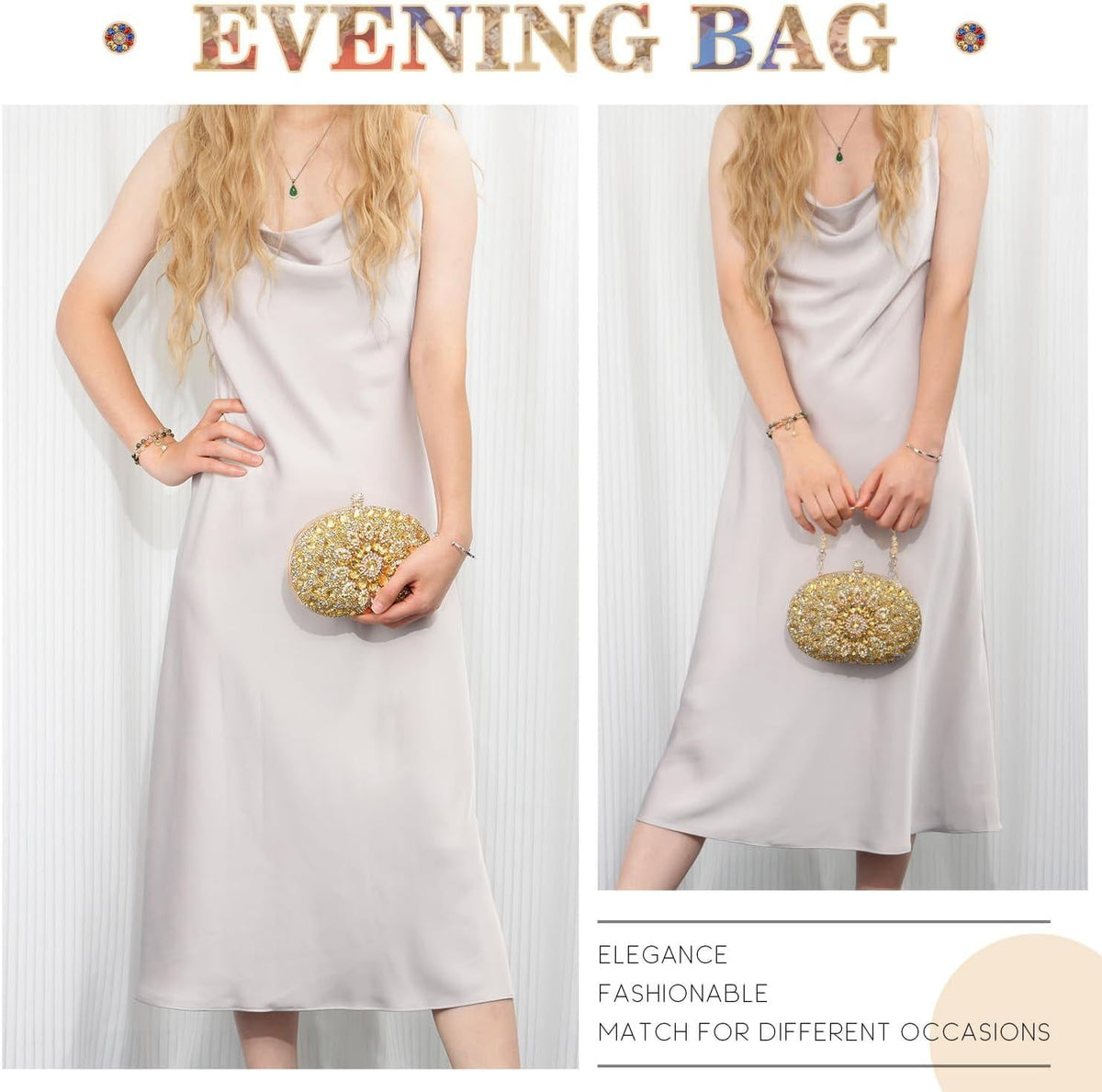 Women Rhinestone Evening Bag Clutch Bag Wedding Prom Handbag