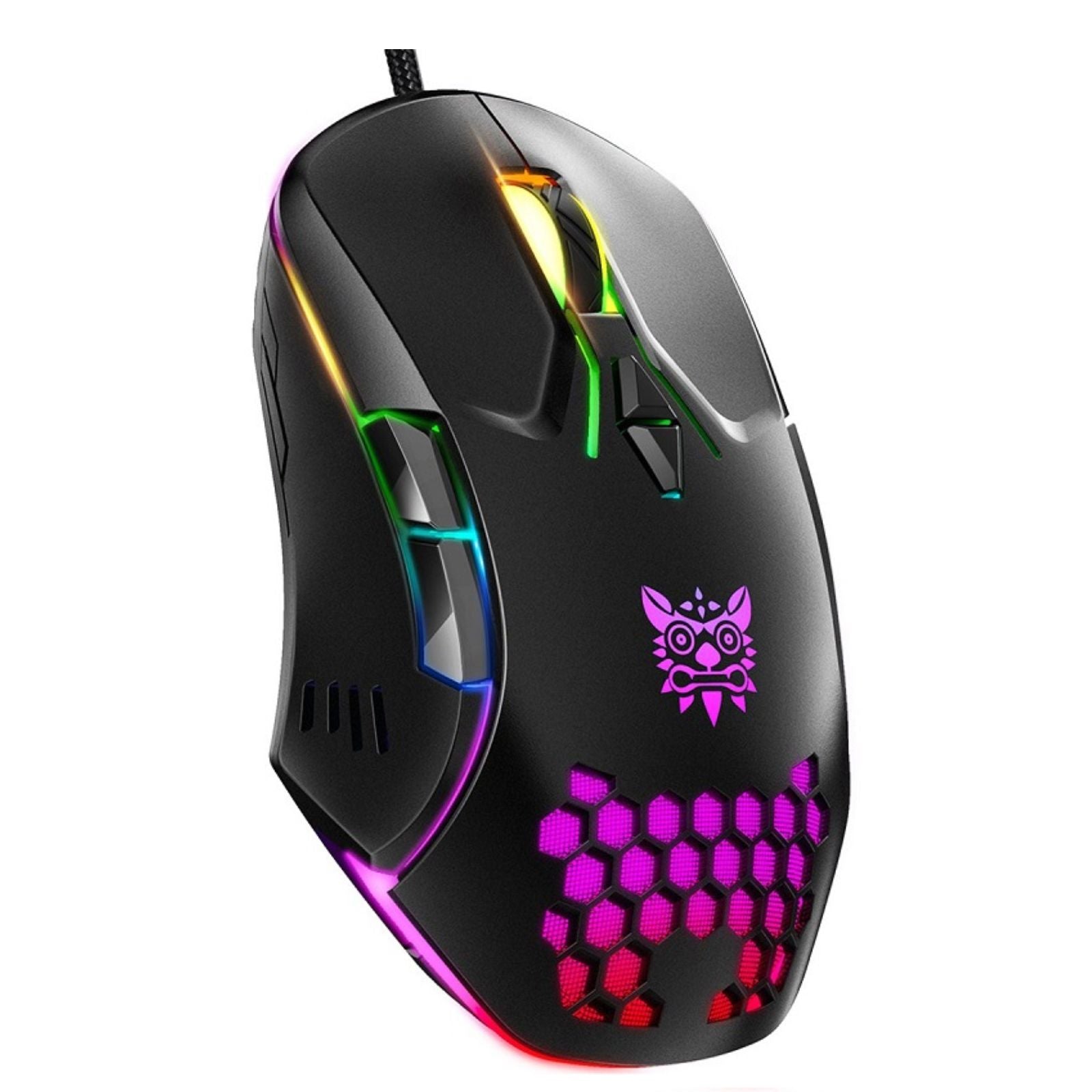 RGB LED Wired Optical Gaming Mouse With Honeycomb Shell USB Ergonomic Mice