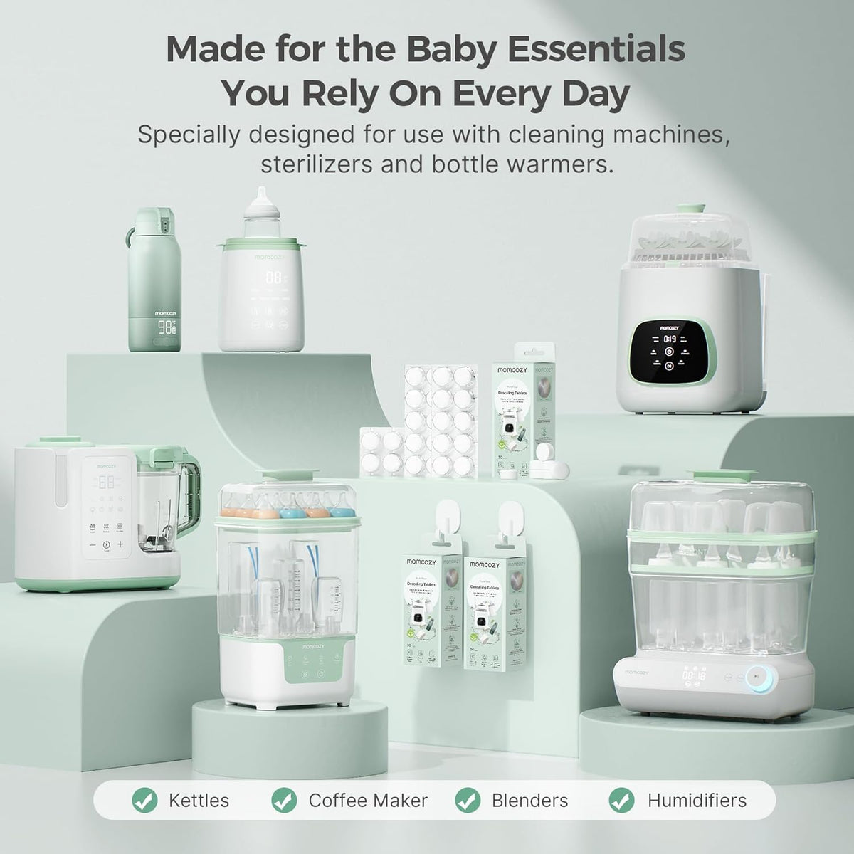 Momcozy Official Descaling Tablets, Compatible KleanPal Pro Baby Bottle Washer (30 Tablets)