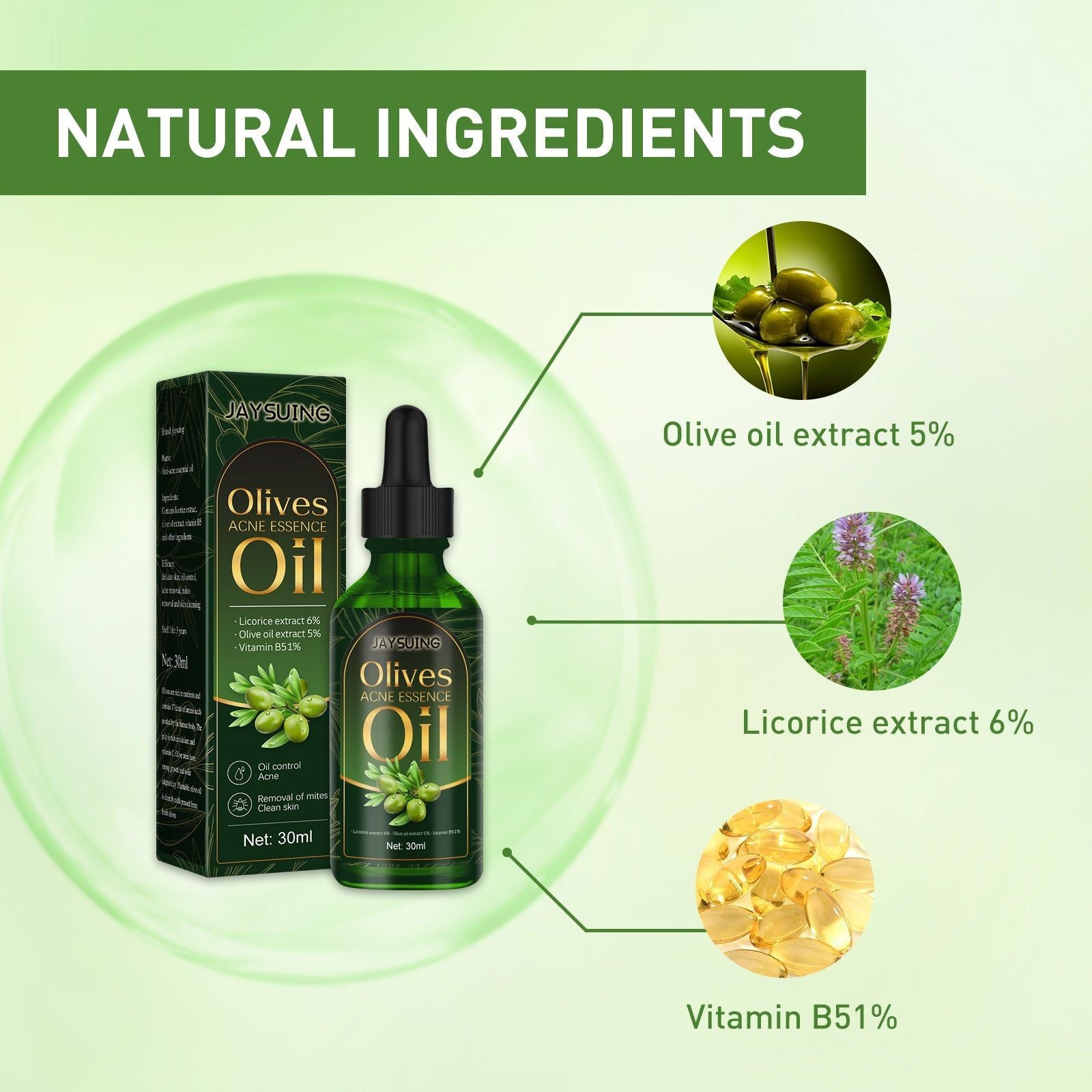 زيت عطري لعلاج حب الشباب، يقضي على العث، يرطب البشرة، يخفف الاحمرار، ينقي البشرة، 30 مل