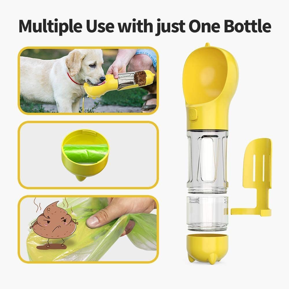 Pet Dispensor With Food Storage Drinking Bowl Poop Bagand Shovel