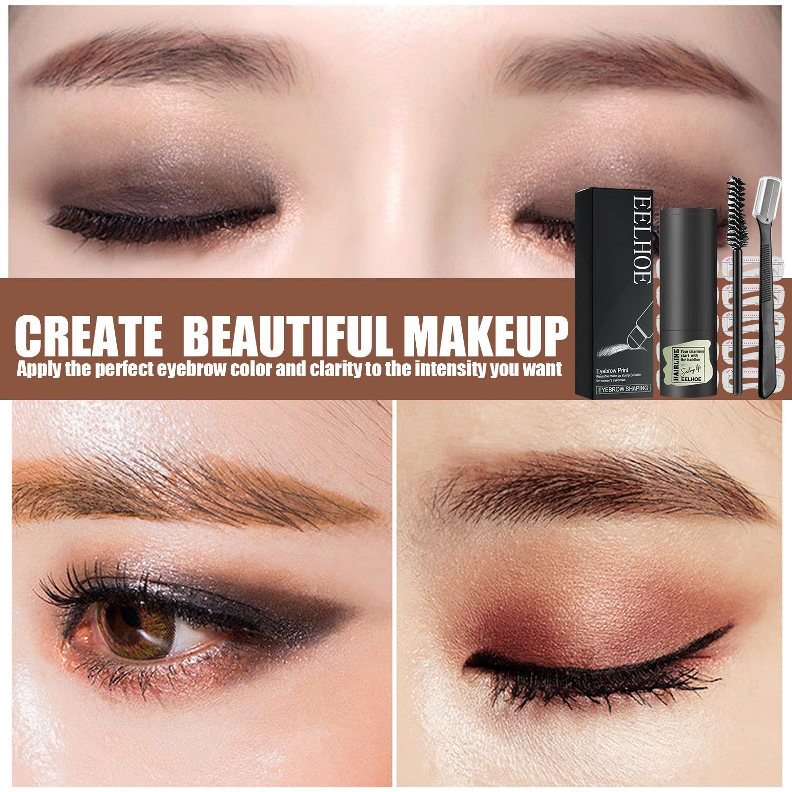 Brow Print Set, Waterproof Eyebrow Shaping Kit, Natural Hairline Powder, Easy Makeup, Perfect Brows ,1set