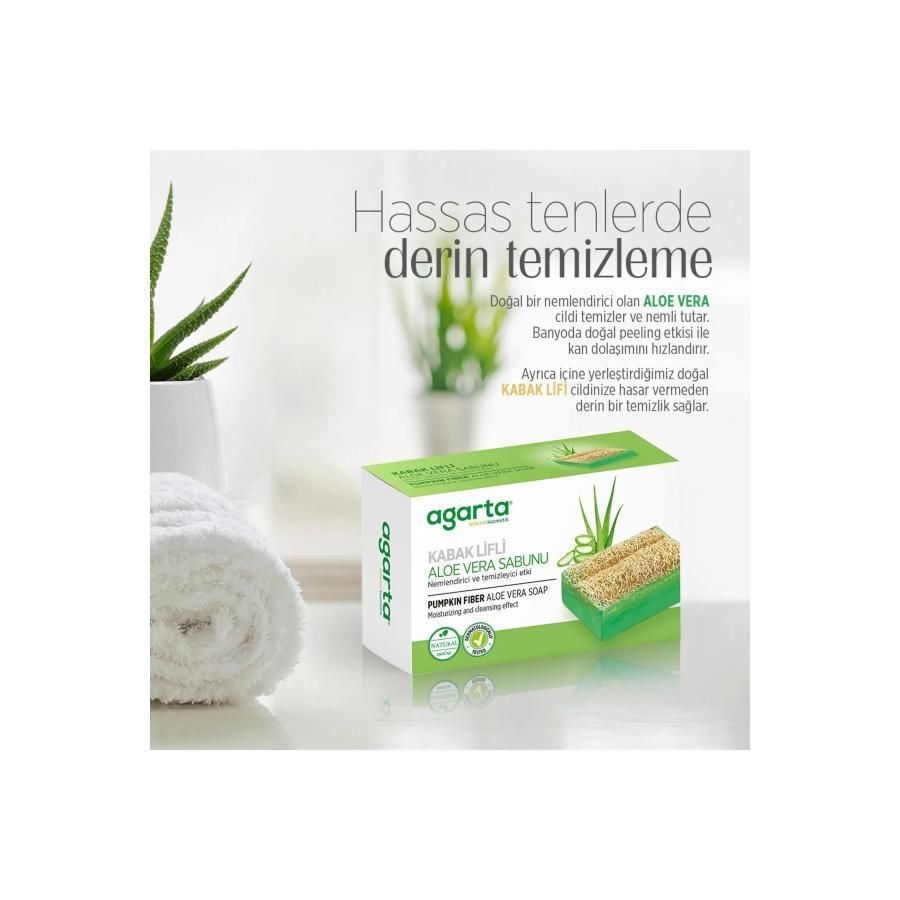 Handmade Aloe Vera Soap With Natural Pumpkin Fiber Purifying Effect 125 gr