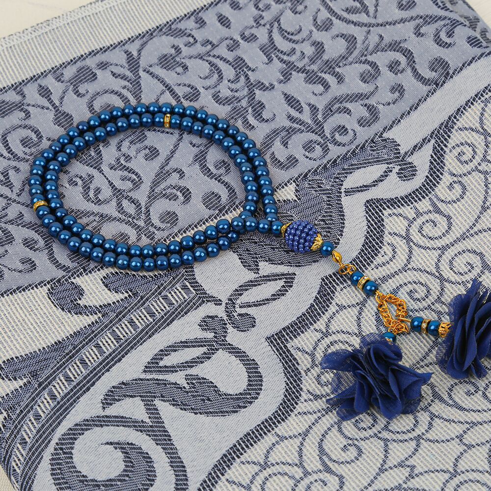 Muslim Prayer Rug With Prayer Beads