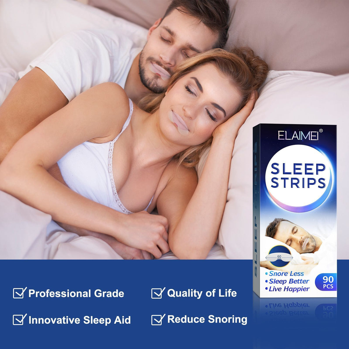 90pcs Anti Snoring Sleep Strips Stop Snoring Mouth Tape For Better Nose Breathing