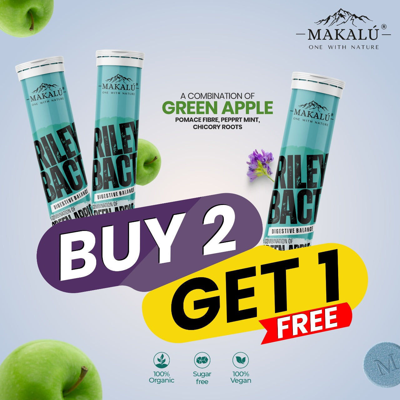 Makalu Probiotic+Prebiotic for Healthy Digestion- Buy 2 Get 1 Free