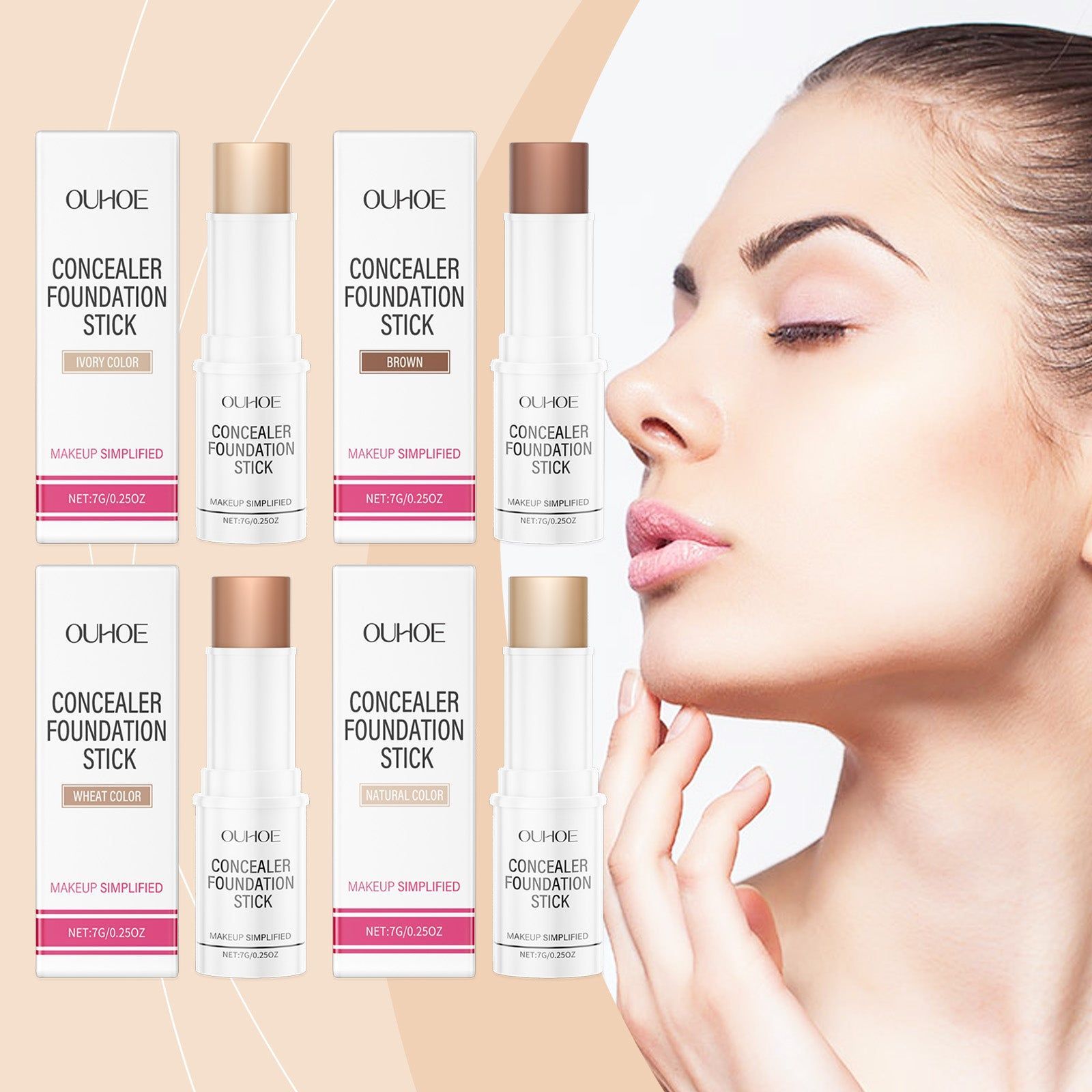 Create Flawless Look with Ivory White Stick Concealer Foundation, Hydrating, Long-Lasting ,7g