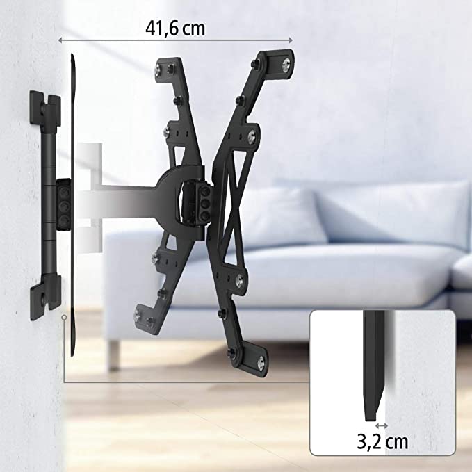 Hama 118064 FULLMOTION "Ultraslim" TV Wall Bracket, 600x400, 191 cm (75"), black