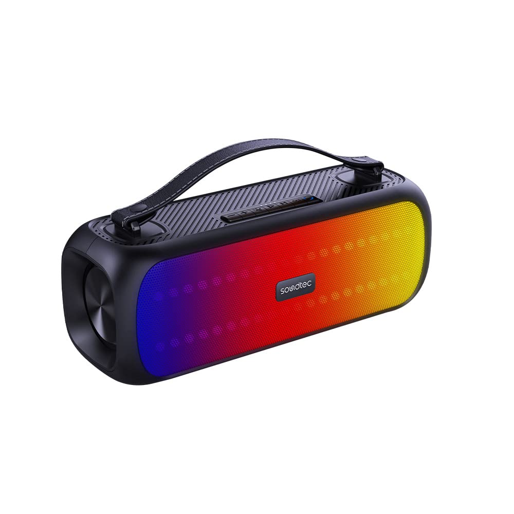 Porodo SOUL Soundtec Basic Bluetooth Speaker with RGB, 15W, IPX5 Water Resistant, Black