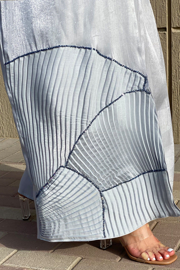 MOiSTREET Grey Rotana Shimmer Designer Abaya