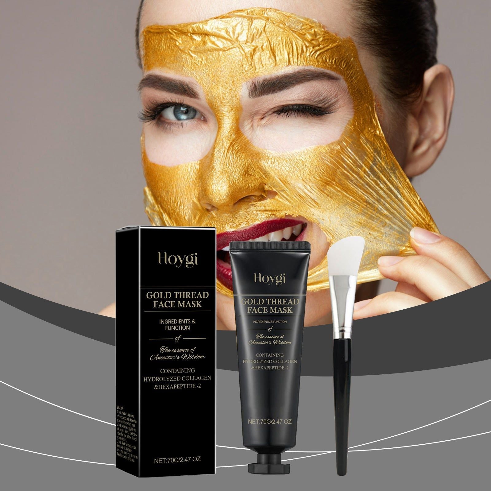 24K Gold Facial Mask, Hydrating, Pore Cleansing, Anti-Aging, Skin Brightening ,1set