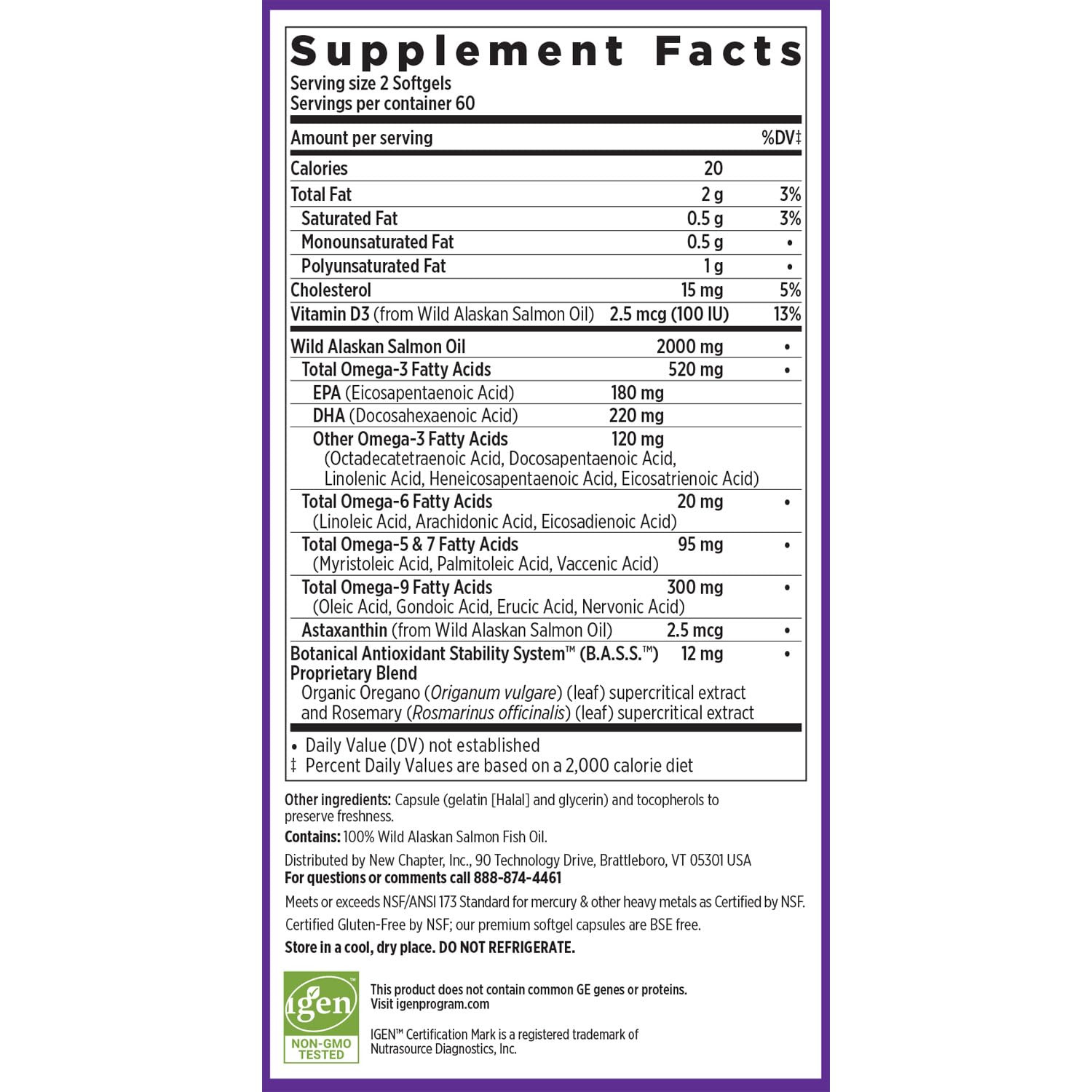 New Chapter Wholemega Whole Fish Oil 1000mg 120 Softgels (Dietary Supplement)